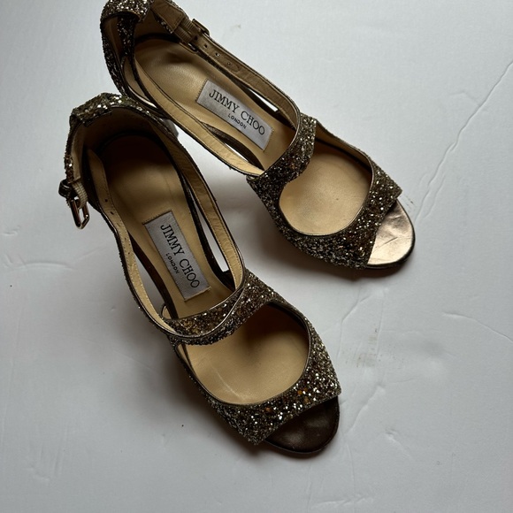 Jimmy Choo Emily 100 rose gold sandals. Pretine shape. Vibram soles. 36 1/2 - Picture 5 of 8